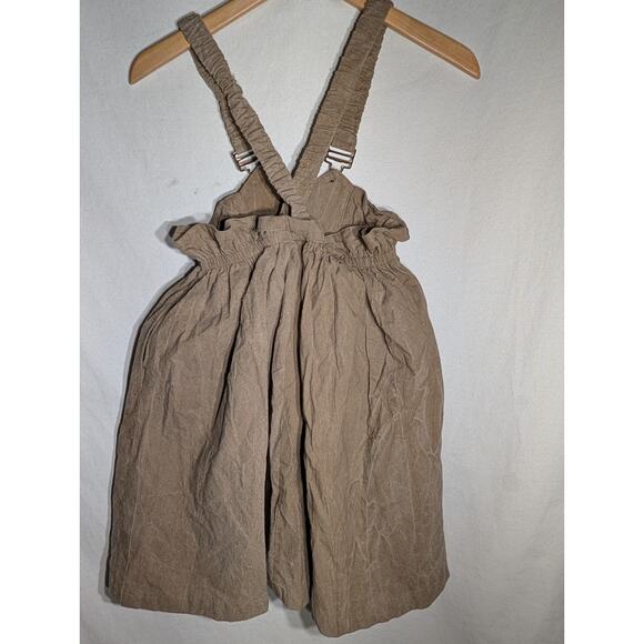 Jazz Kids Girls Vintage Overalls Skirt Sz M Brown Crinkle academia military - Picture 3 of 8